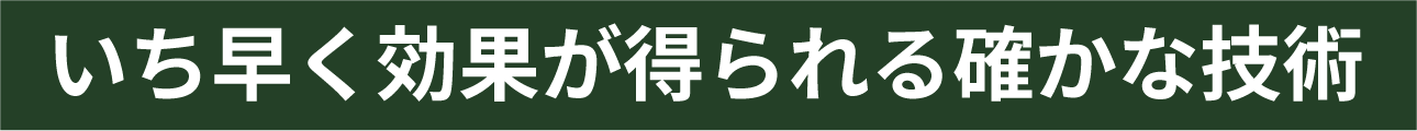 いち早く効果が得られる確かな技術